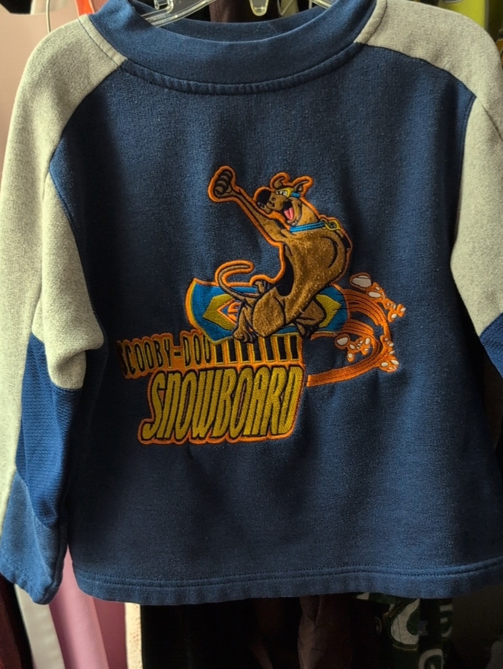 Scooby-Doo Navy & Gray Kids Snowboard Fleece Sweatshirt Size 7